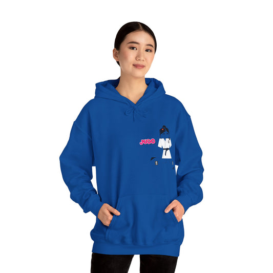 Judo Cartoon Lady Hoodie – Fun Graphic Martial Arts Sweatshirt | FunWearCode