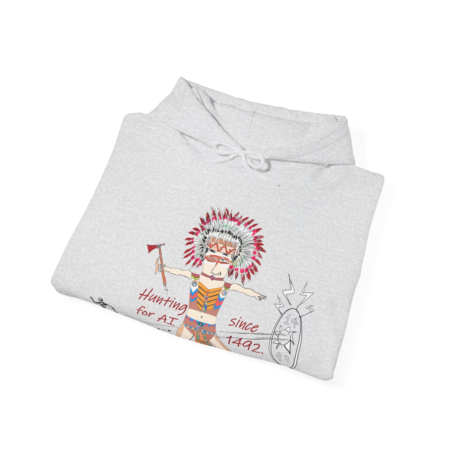 Suéter informal y acogedor – Sudadera con capucha divertida de estilo indio nativo americano edición AI | FunWearCode