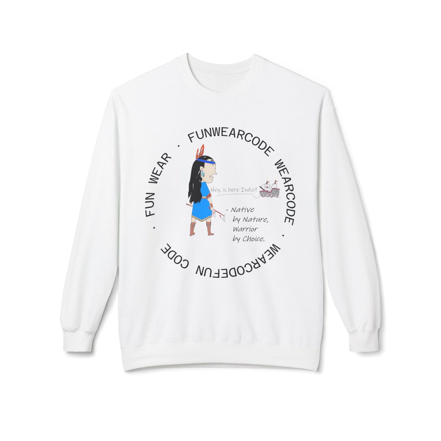 Sudadera acogedora de cuello redondo – Sudadera con estampado indio americano | FunWearCode