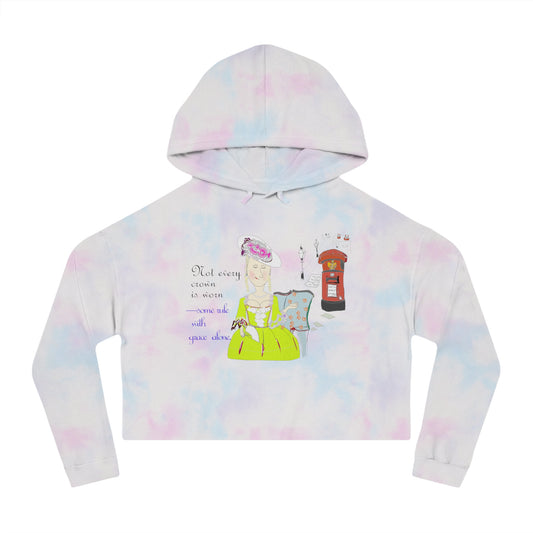 Trendy Vintage English Lady Crop Hoodie – Stylish Retro Streetwear | FunWearCode