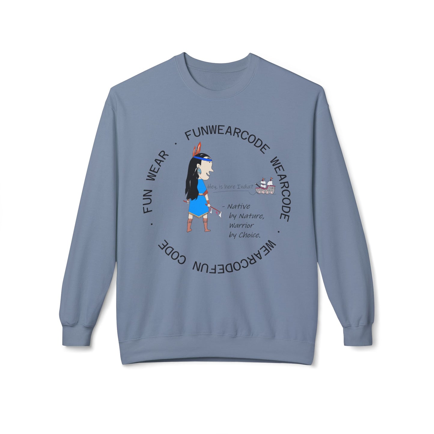 Sudadera acogedora de cuello redondo – Sudadera con estampado indio americano | FunWearCode