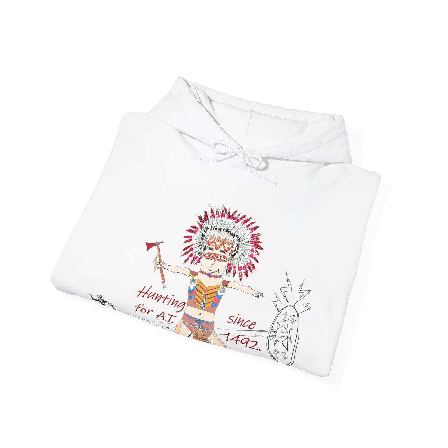 Suéter informal y acogedor – Sudadera con capucha divertida de estilo indio nativo americano edición AI | FunWearCode