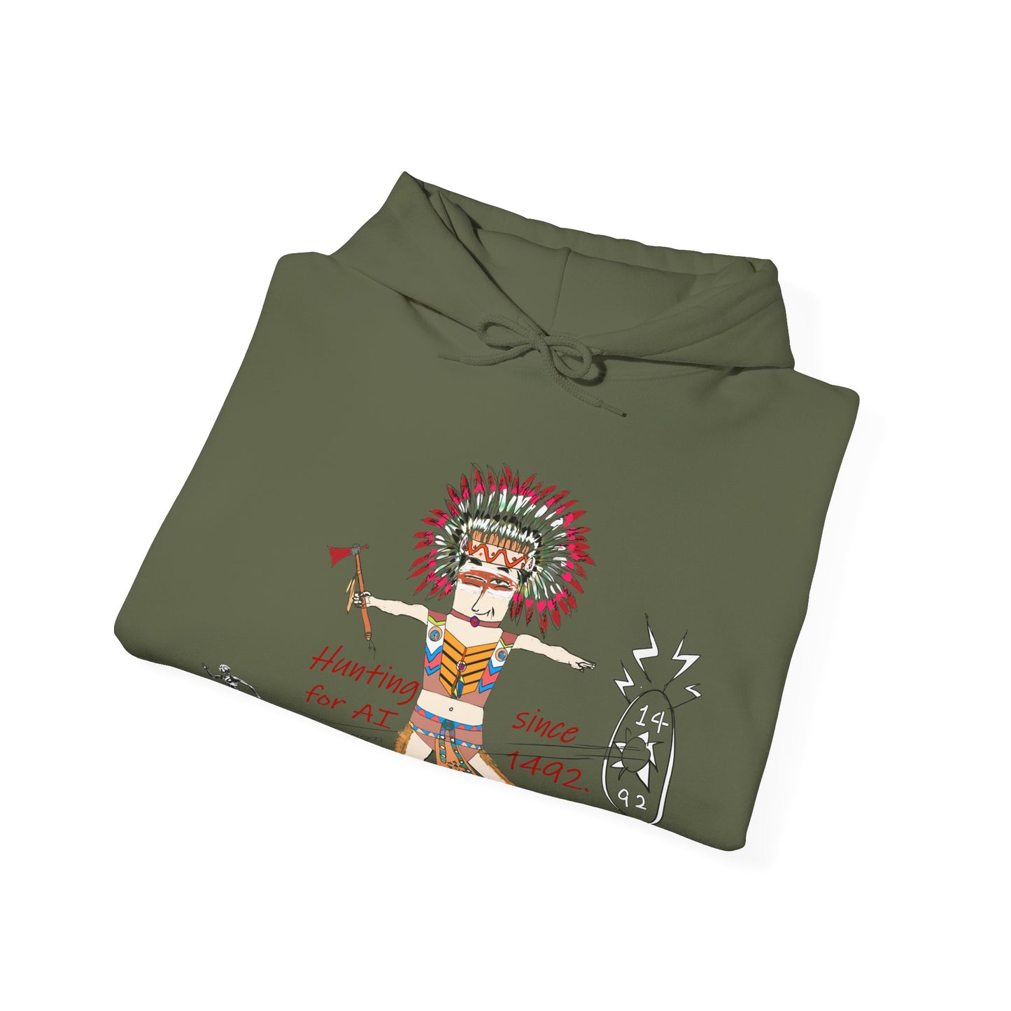 Suéter informal y acogedor – Sudadera con capucha divertida de estilo indio nativo americano edición AI | FunWearCode
