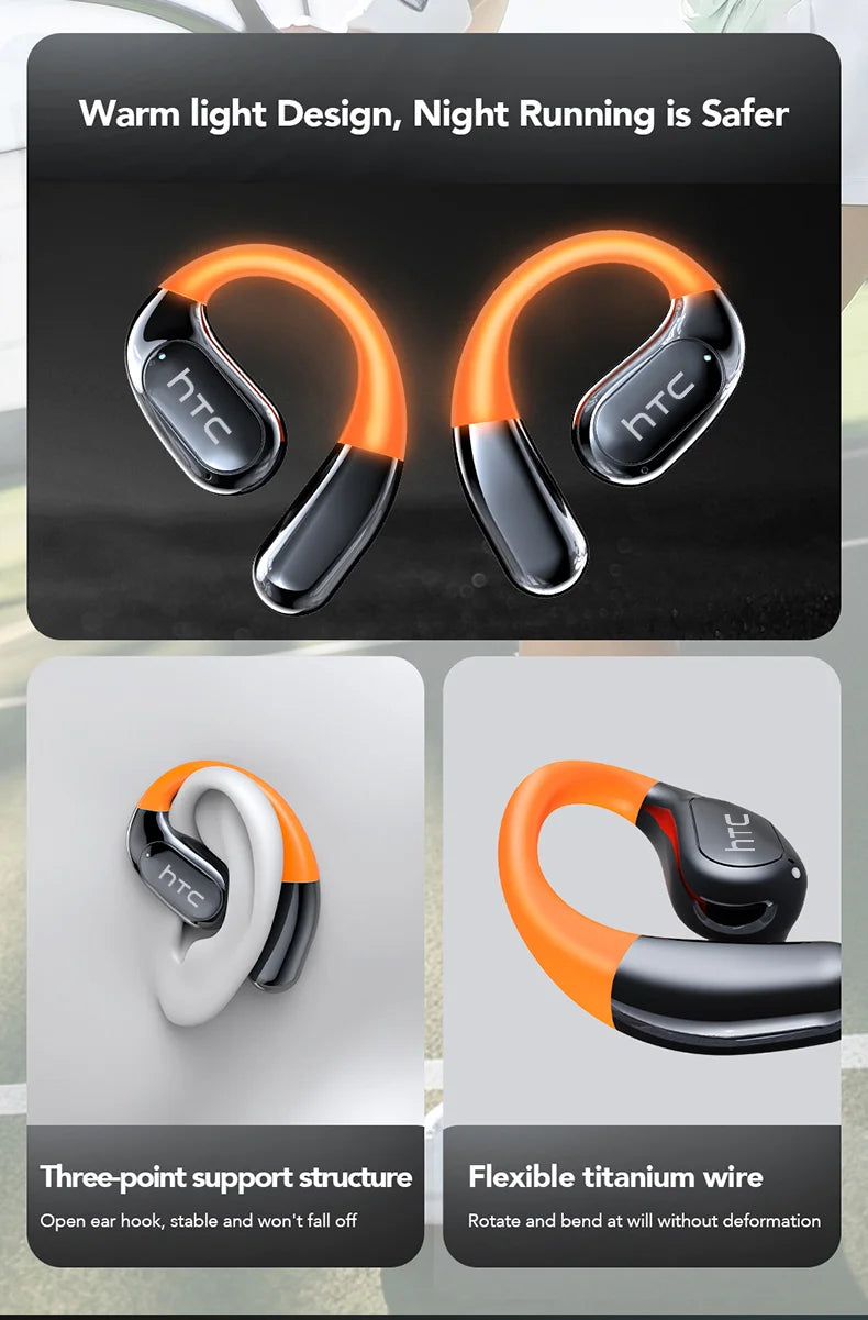 AI Translator Sports Wireless Earbuds - LCD Touch Screen Glowing Earhook | FunWearCode's Selection