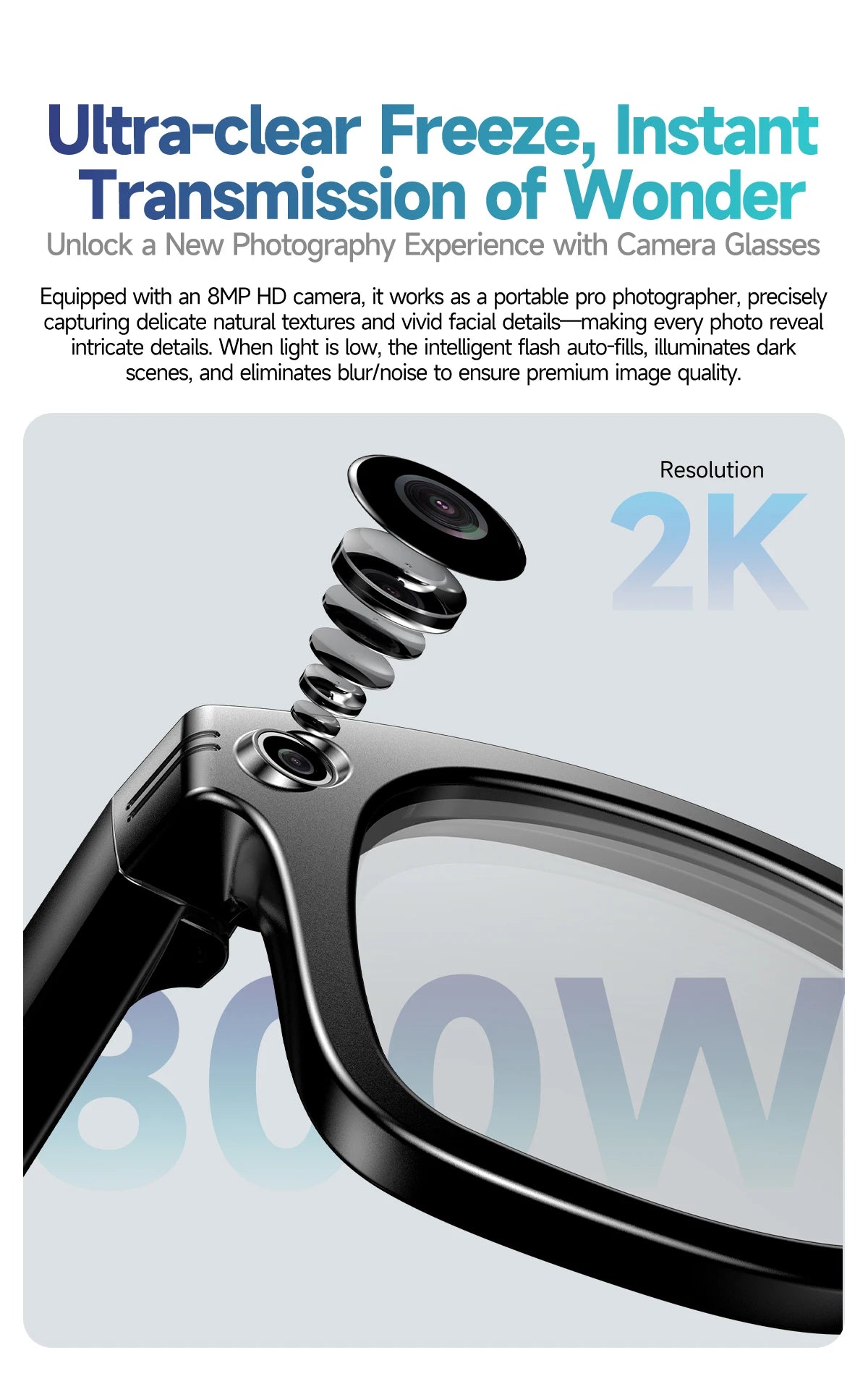 Verbesserte Smart-Sonnenbrille Unisex – Kamera, Video, KI-Interaktion, Übersetzung, Bluetooth-Anrufe | Auswahl von FunWearCode
