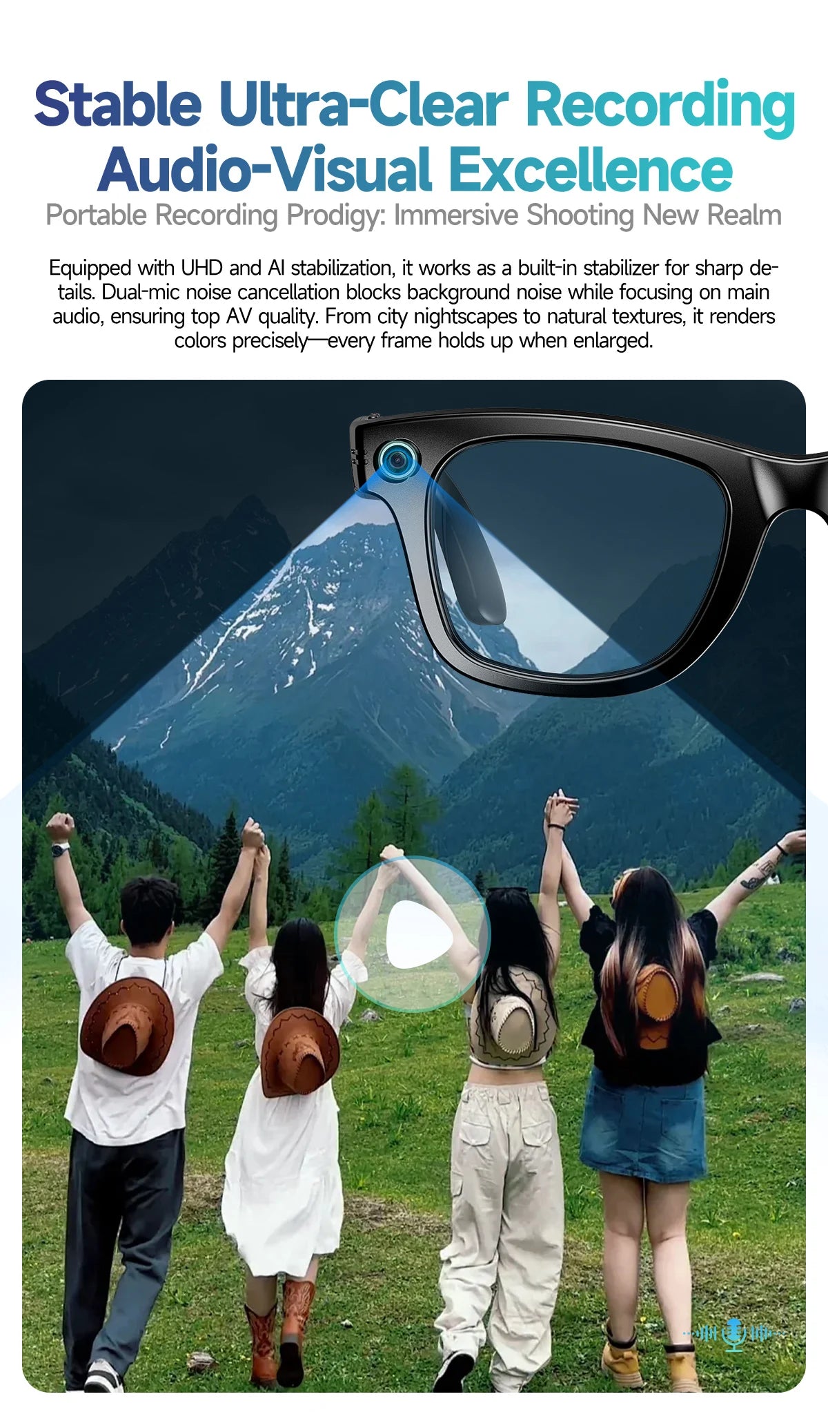 Verbesserte Smart-Sonnenbrille Unisex – Kamera, Video, KI-Interaktion, Übersetzung, Bluetooth-Anrufe | Auswahl von FunWearCode
