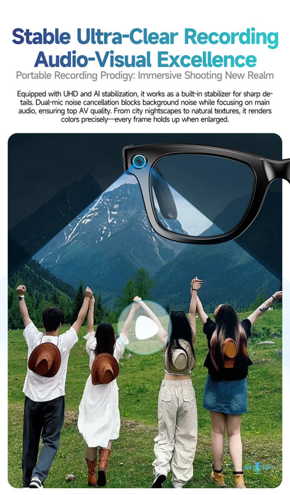 Verbesserte Smart-Sonnenbrille Unisex – Kamera, Video, KI-Interaktion, Übersetzung, Bluetooth-Anrufe | Auswahl von FunWearCode