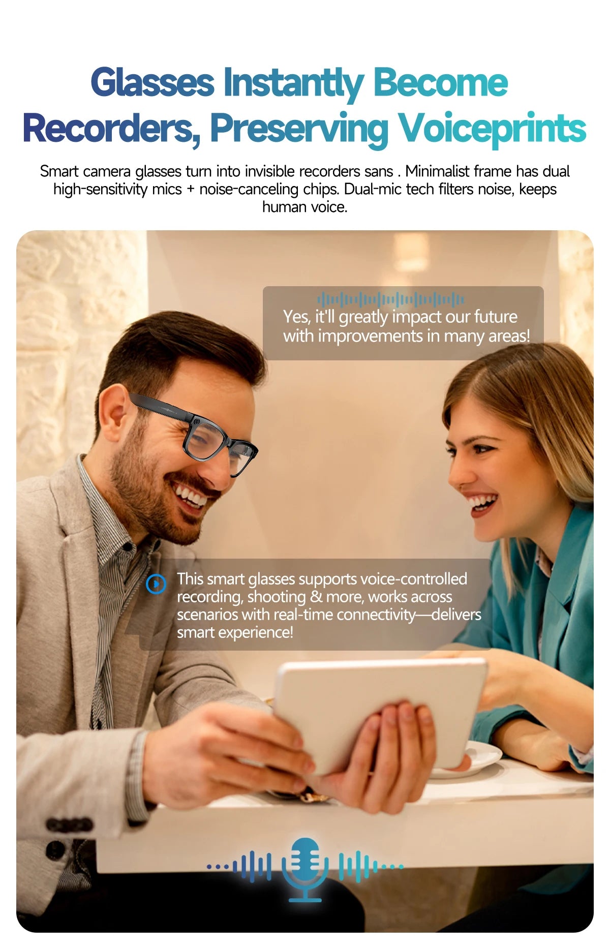 Verbesserte Smart-Sonnenbrille Unisex – Kamera, Video, KI-Interaktion, Übersetzung, Bluetooth-Anrufe | Auswahl von FunWearCode