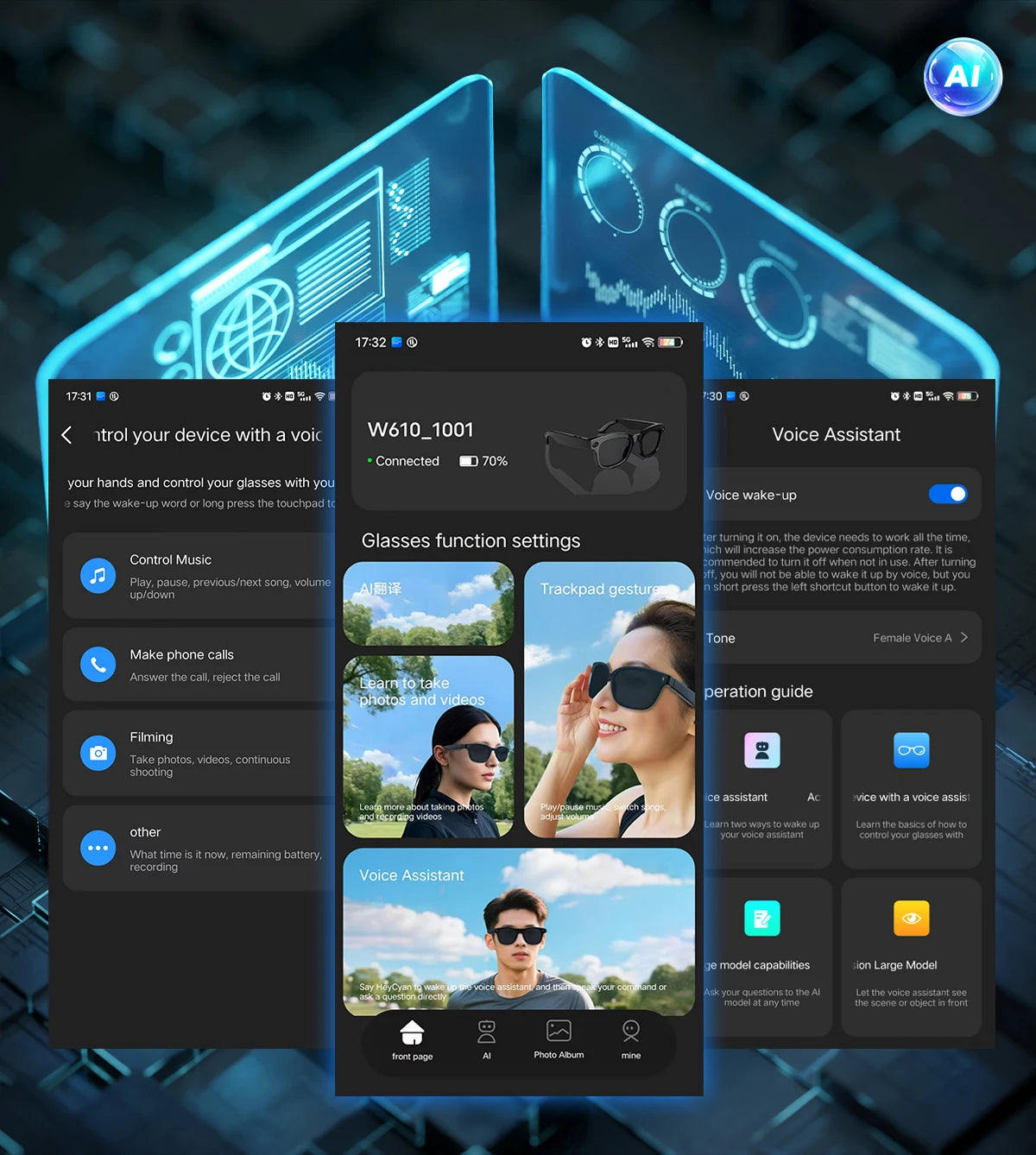 Verbesserte Smart-Sonnenbrille Unisex – Kamera, Video, KI-Interaktion, Übersetzung, Bluetooth-Anrufe | Auswahl von FunWearCode