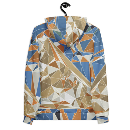 Unisex Kapuzenpullover aus recyceltem Material mit Allover-Print - Polygonale Geometrie-Design mit Fuji-Bild | FunWearCode