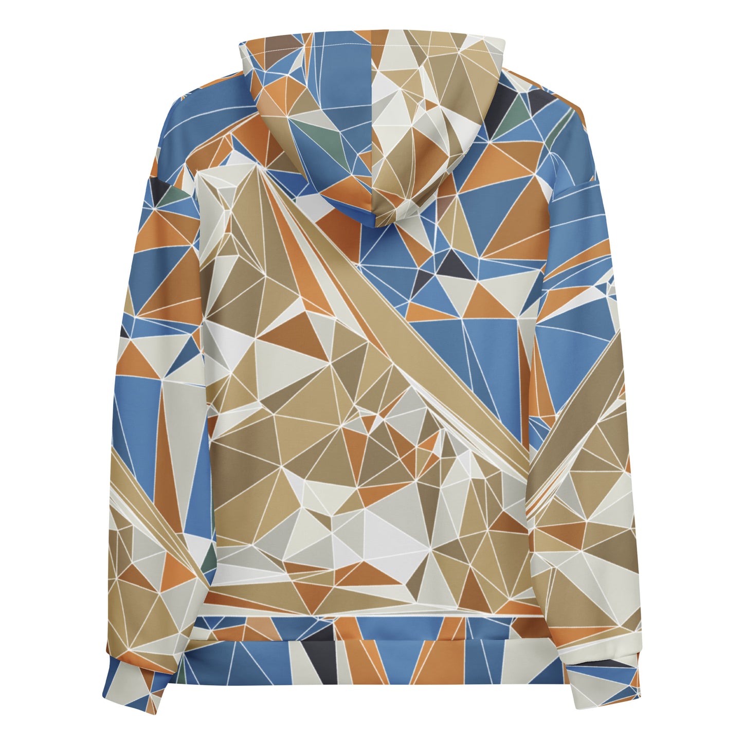 Unisex Kapuzenpullover aus recyceltem Material mit Allover-Print - Polygonale Geometrie-Design mit Fuji-Bild | FunWearCode