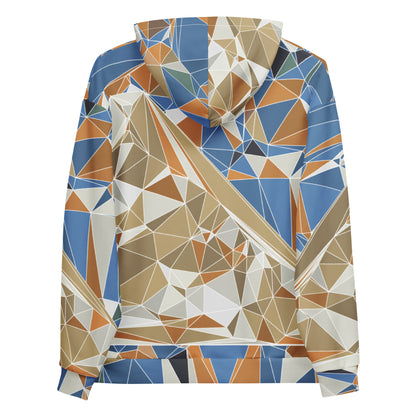 Unisex Kapuzenpullover aus recyceltem Material mit Allover-Print - Polygonale Geometrie-Design mit Fuji-Bild | FunWearCode