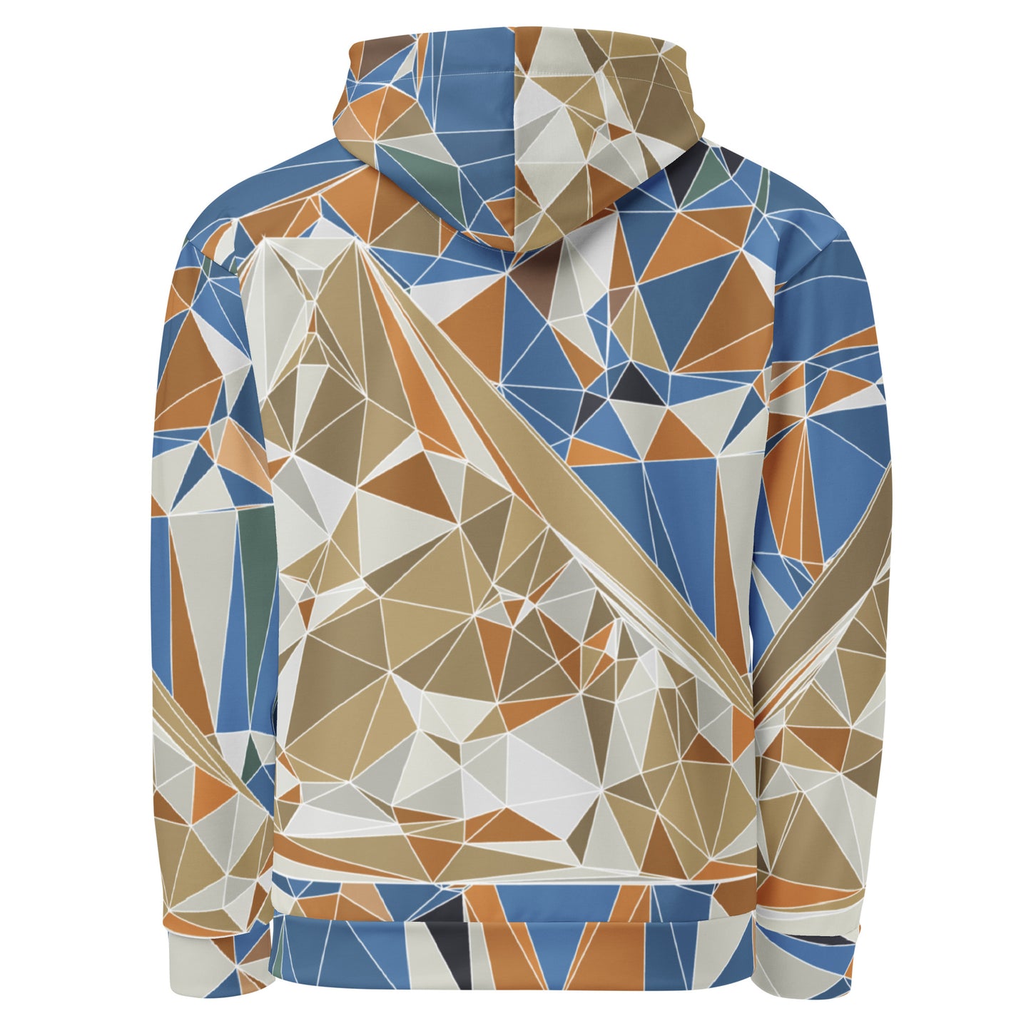 Unisex Kapuzenpullover aus recyceltem Material mit Allover-Print - Polygonale Geometrie-Design mit Fuji-Bild | FunWearCode