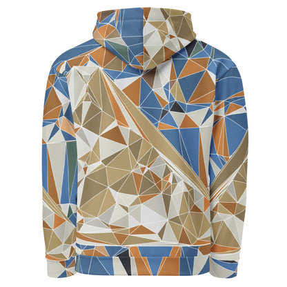 Unisex Kapuzenpullover aus recyceltem Material mit Allover-Print - Polygonale Geometrie-Design mit Fuji-Bild | FunWearCode