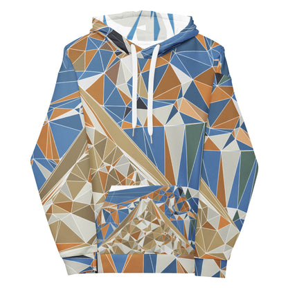 Unisex Kapuzenpullover aus recyceltem Material mit Allover-Print - Polygonale Geometrie-Design mit Fuji-Bild | FunWearCode