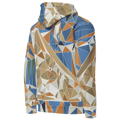Unisex Kapuzenpullover aus recyceltem Material mit Allover-Print - Polygonale Geometrie-Design mit Fuji-Bild | FunWearCode