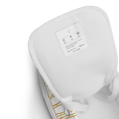 Zapatillas altas de lona para hombre | Diseño Last Ninja (franja amarilla) | Funwearcode