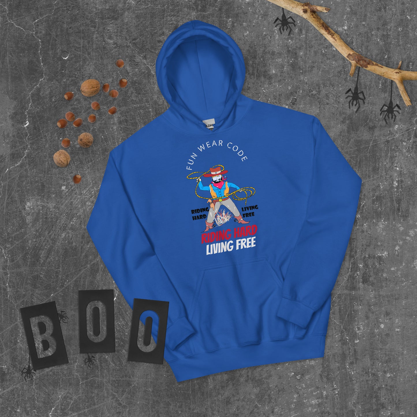 Sudadera con capucha unisex de vaquero con diseño vintage estilo western | FunWearCode