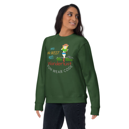 Premium Cozy Long Sleeve T-shirt – Classic Cowgirl Graphic Sweatshirt | FunWearCode